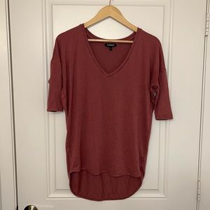 Express Burgundy V-Neck Sweater S